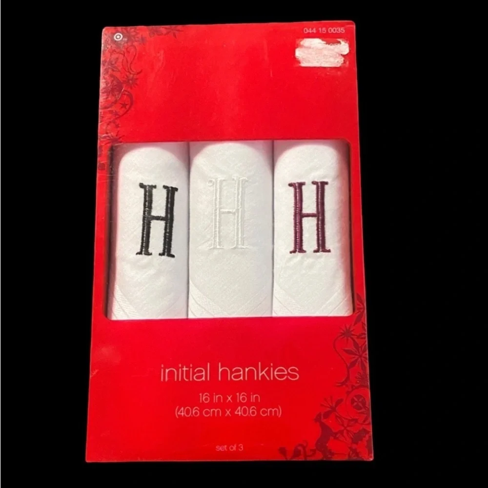 Target Brand Elegant Monogrammed Handkerchief Set “H”- White